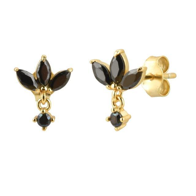 PENDIENTES ORO IRIS NEGRO - hemerastore