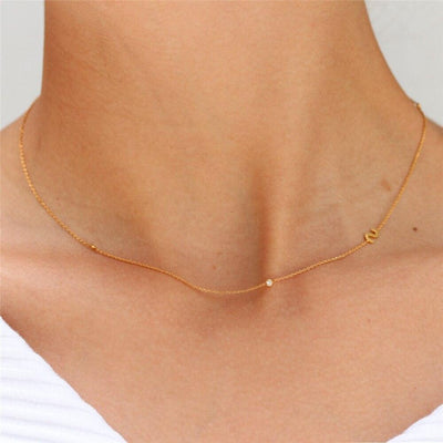 INITIAL ZIRCON GOLD NECKLACE